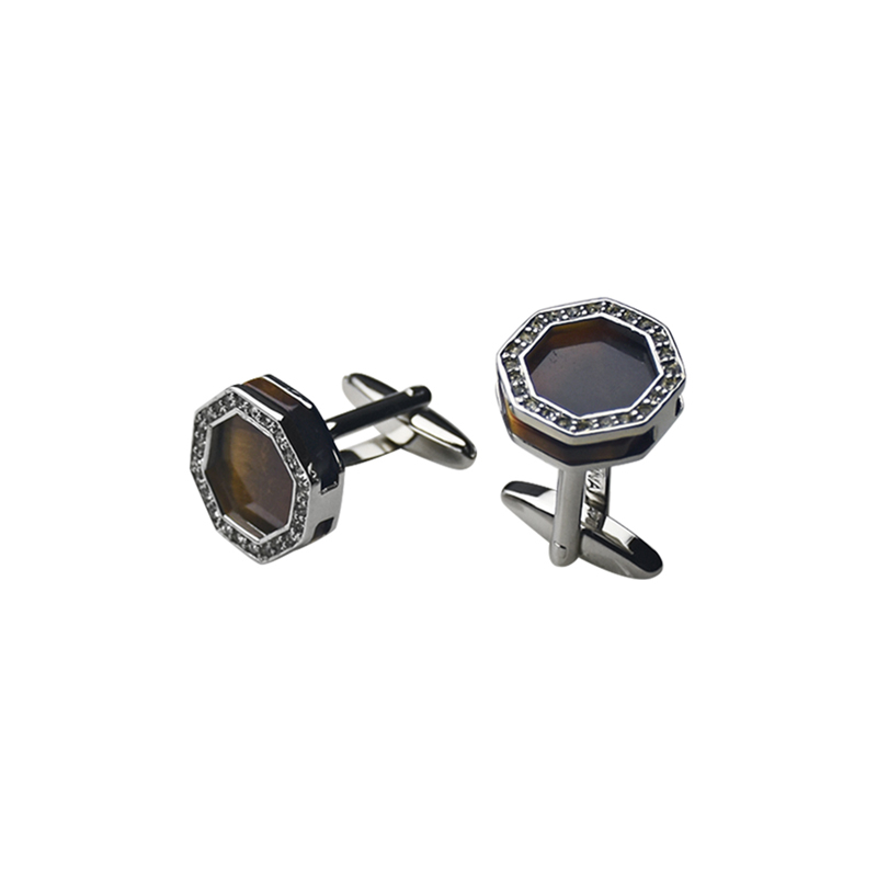 Tiger\ s Eye&Crystal Personalized Shirts Cuff Links